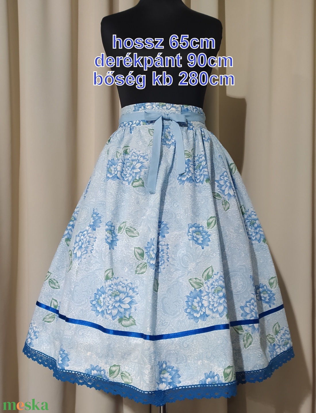 Kamasz néptánc szoknya 65 cm kék - ruha & divat - női ruha - szoknya - Meska.hu