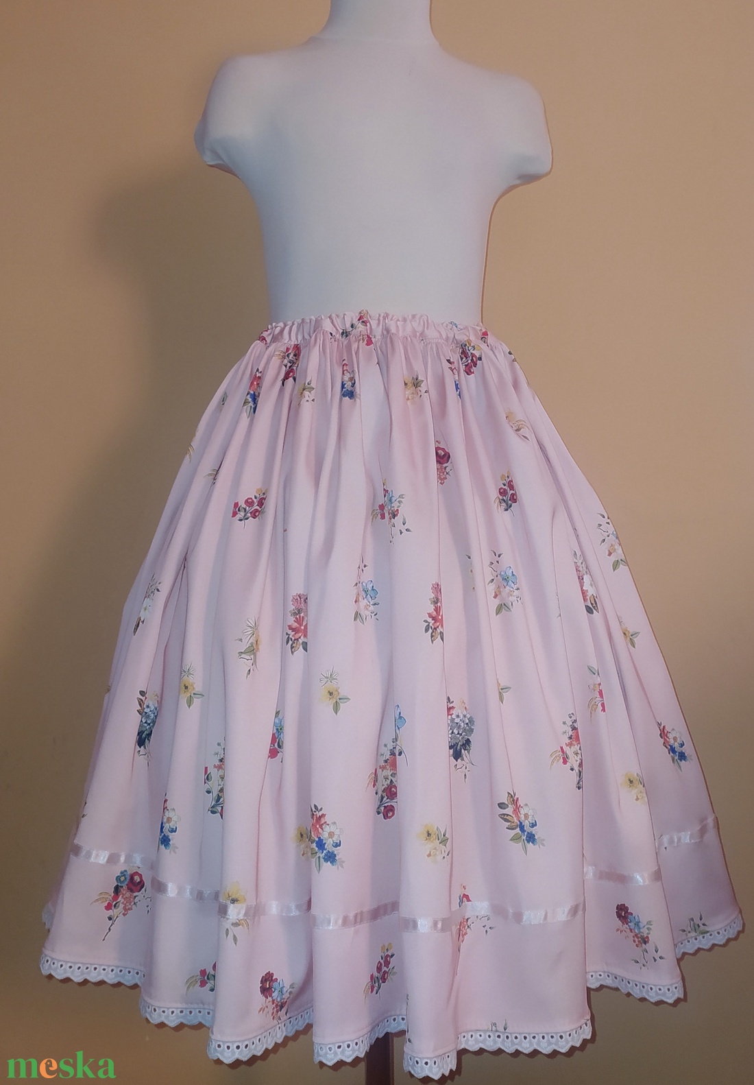 Gyermek néptánc szoknya 45 cm rózsaszín - ruha & divat - gyerekruha - szoknya - Meska.hu