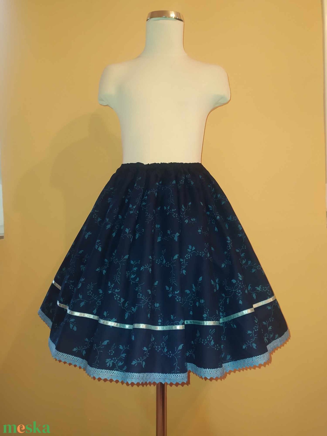 Gyermek néptánc szoknya 40 cm kék - ruha & divat - gyerekruha - szoknya - Meska.hu