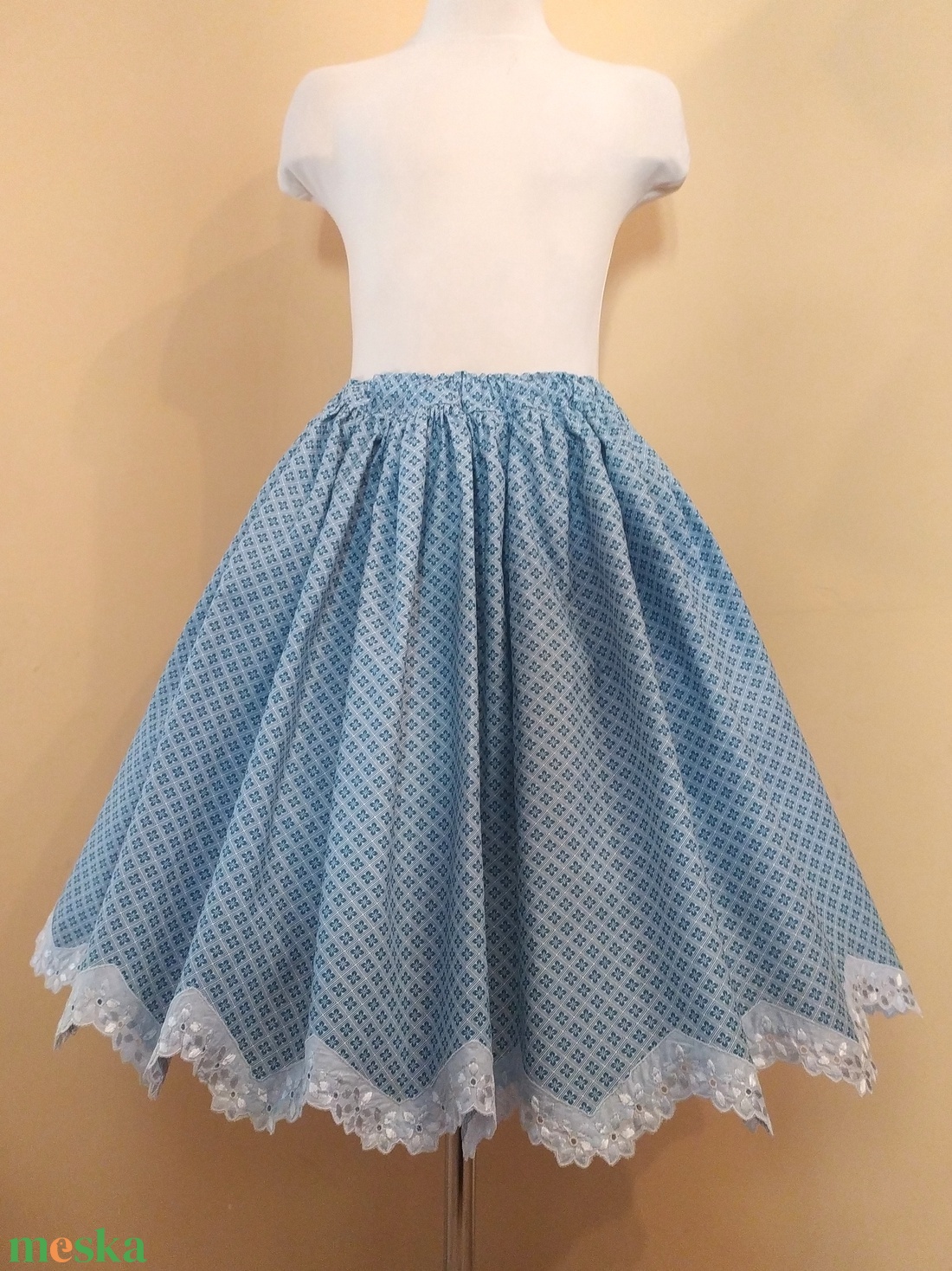 Gyermek néptánc szoknya 40 cm kék - ruha & divat - gyerekruha - szoknya - Meska.hu