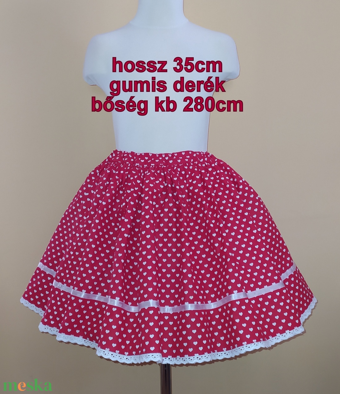 Gyermek néptánc szoknya 35 cm piros - ruha & divat - babaruha & gyerekruha - szoknya - Meska.hu