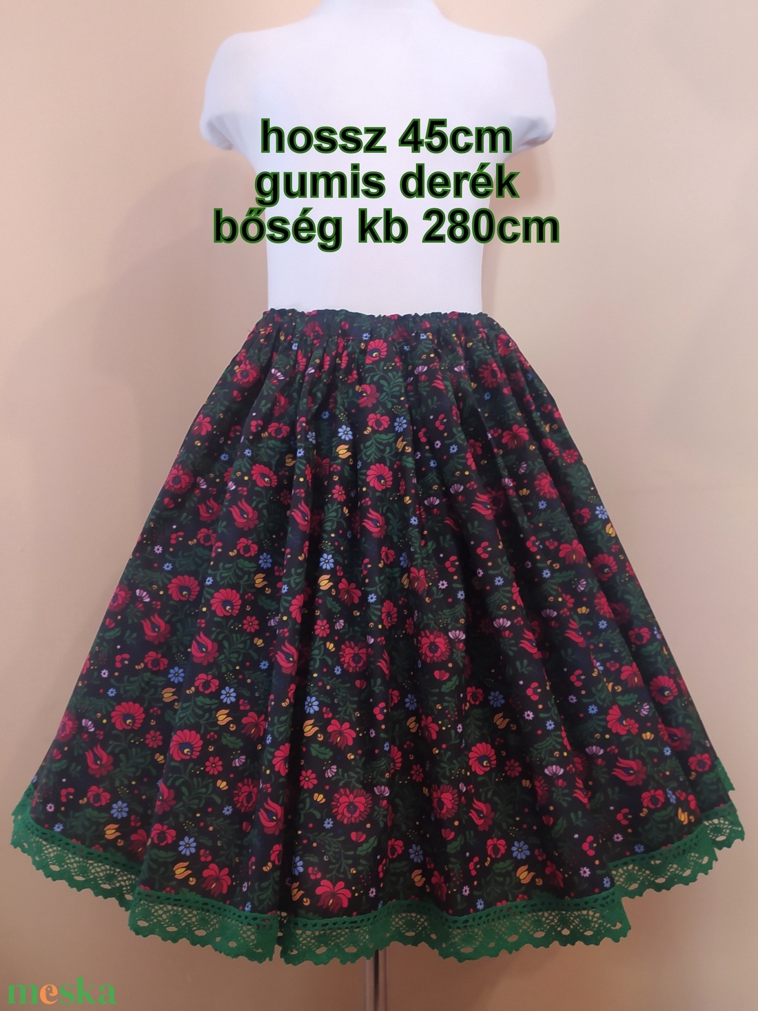 Gyermek néptánc szoknya 45 cm vidám színek - ruha & divat - gyerekruha - szoknya - Meska.hu