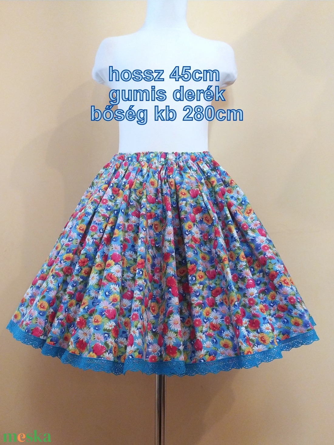 Gyermek néptánc szoknya 45 cm vidám színek - ruha & divat - gyerekruha - szoknya - Meska.hu