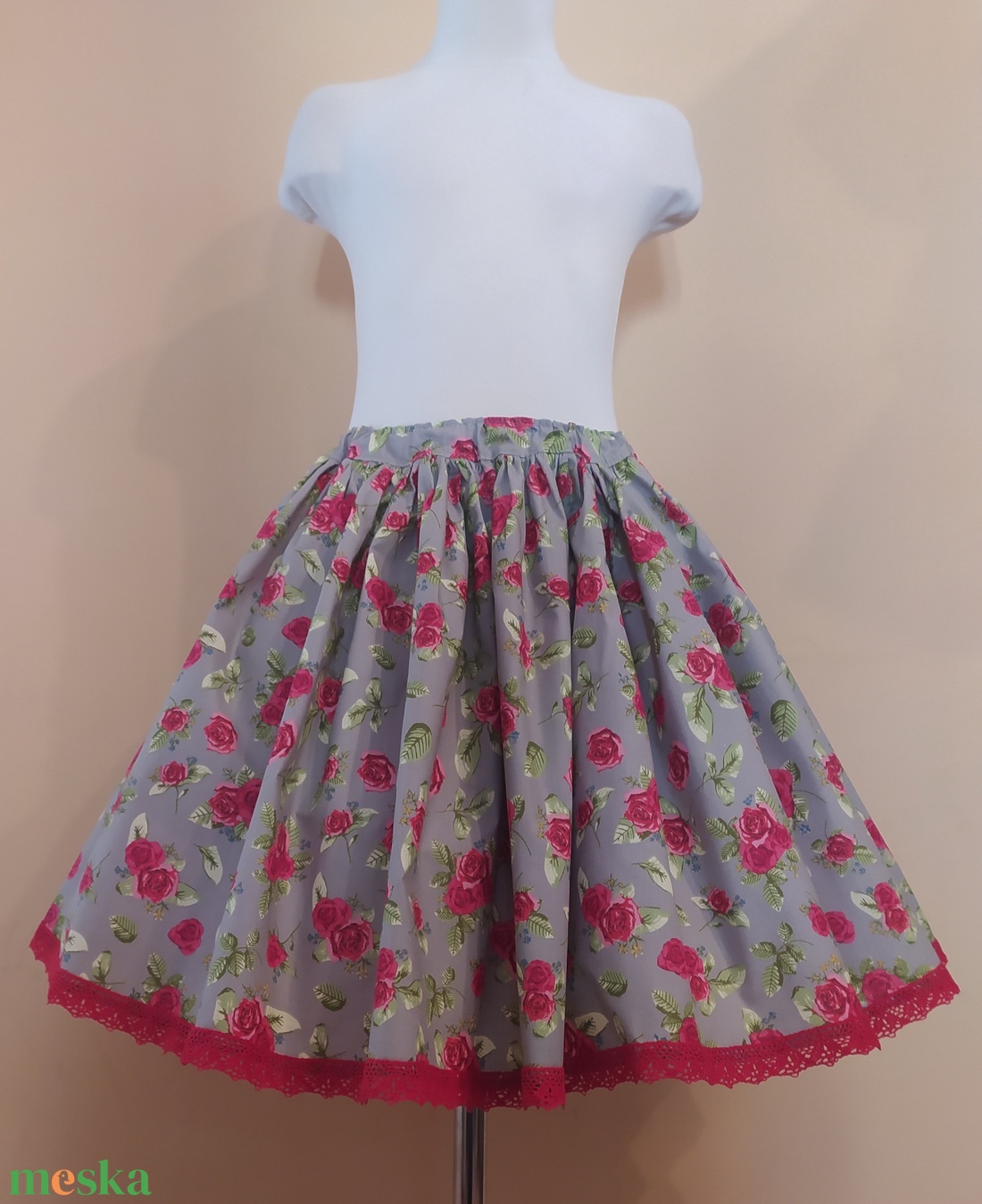 Gyermek néptánc szoknya 40 cm piros, bordó - ruha & divat - gyerekruha - szoknya - Meska.hu