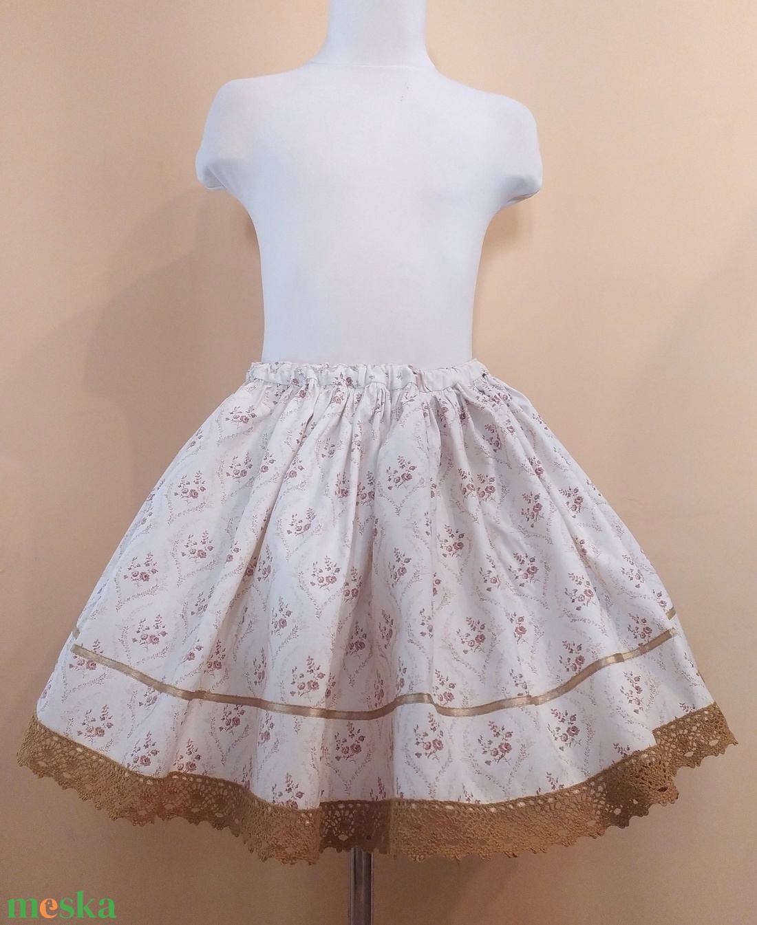 Gyermek néptánc szoknya 35 cm rózsaszín, narancs, bézs - ruha & divat - gyerekruha - szoknya - Meska.hu