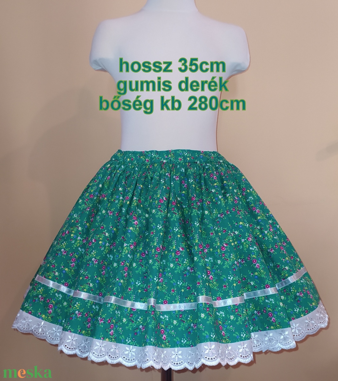 Gyermek néptánc szoknya 35 cm vidám színek - ruha & divat - gyerekruha - szoknya - Meska.hu