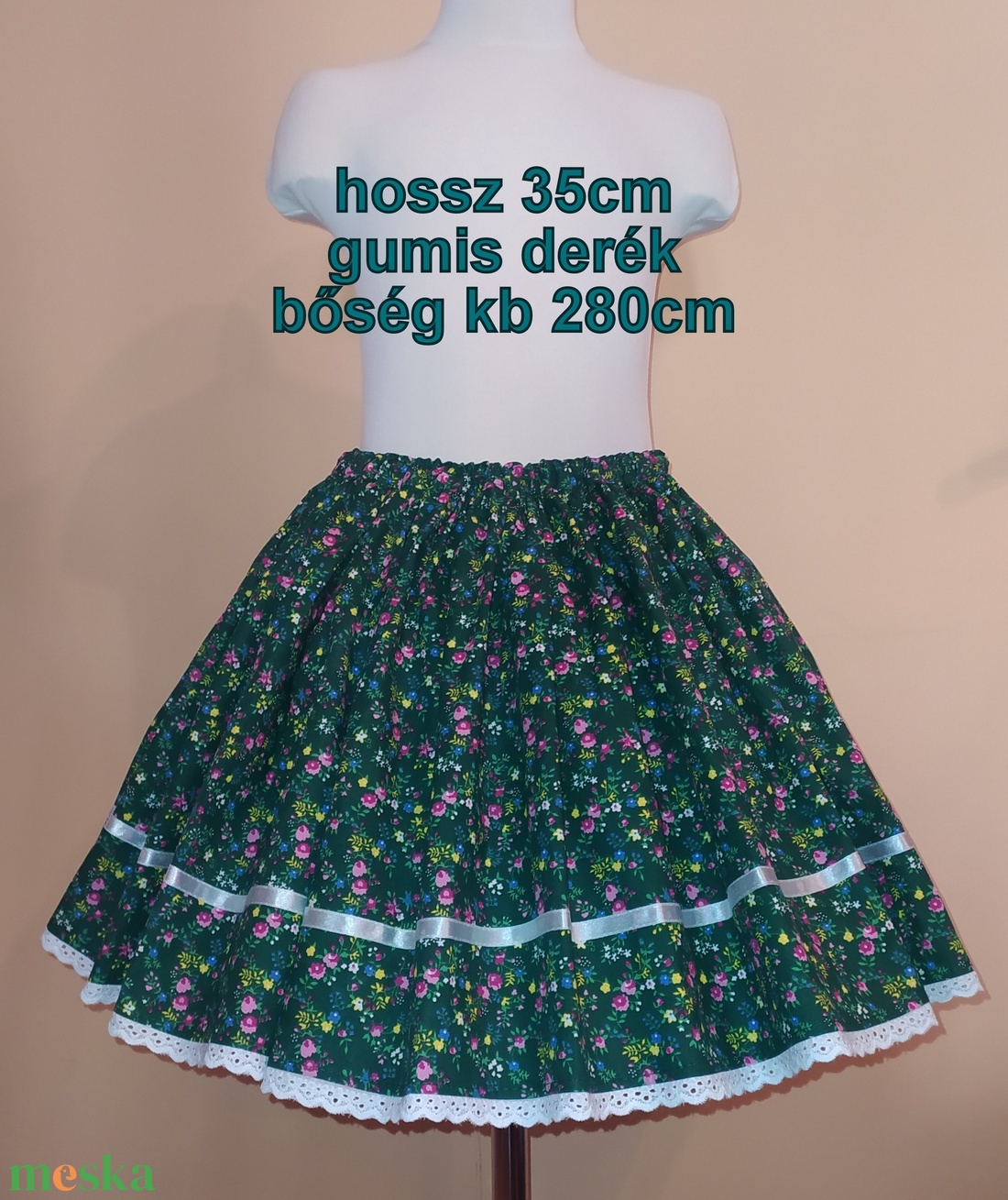 Gyermek néptánc szoknya 35 cm vidám színek - ruha & divat - gyerekruha - szoknya - Meska.hu