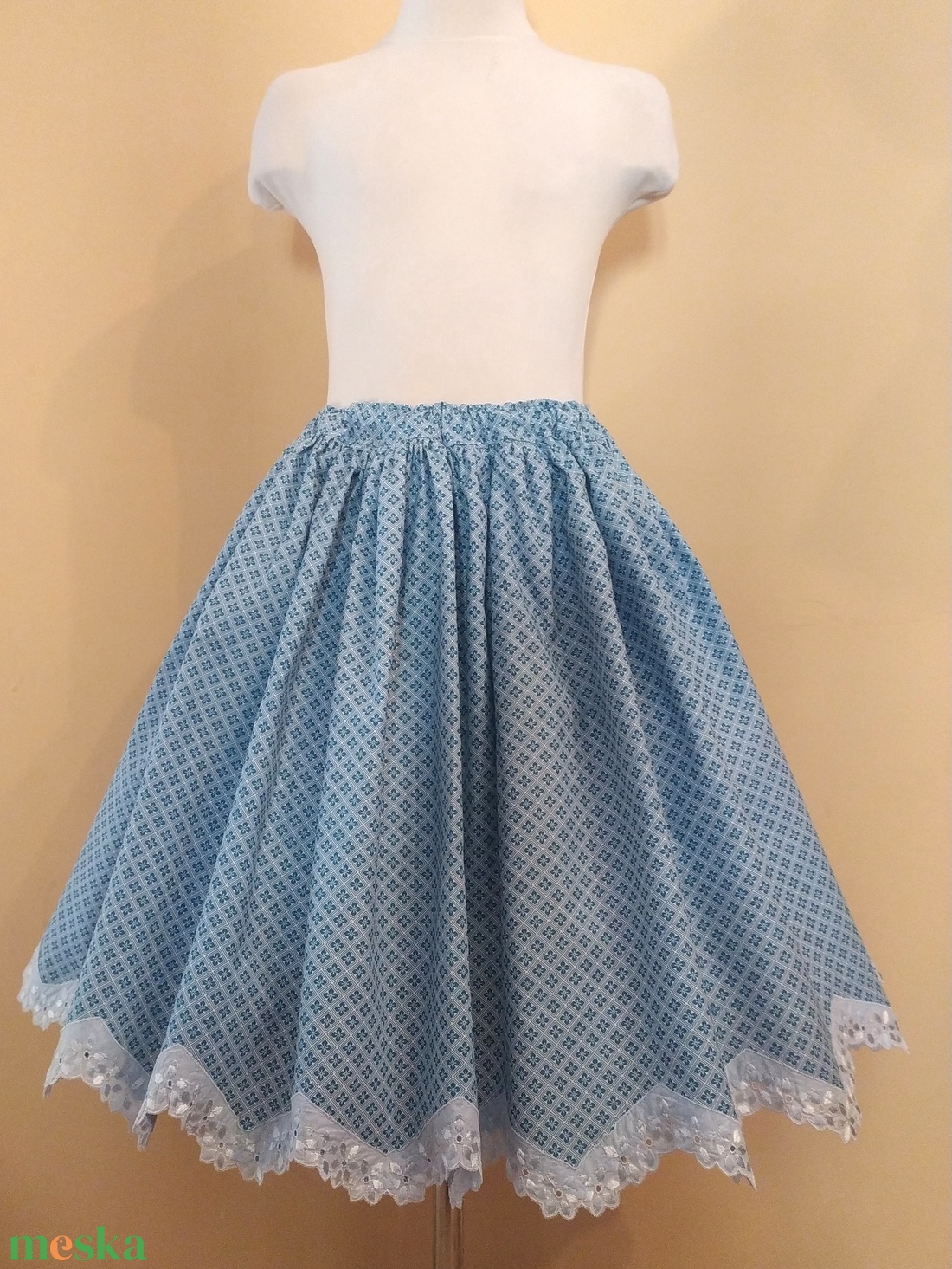 Gyermek néptánc szoknya 50 cm kék - ruha & divat - gyerekruha - szoknya - Meska.hu