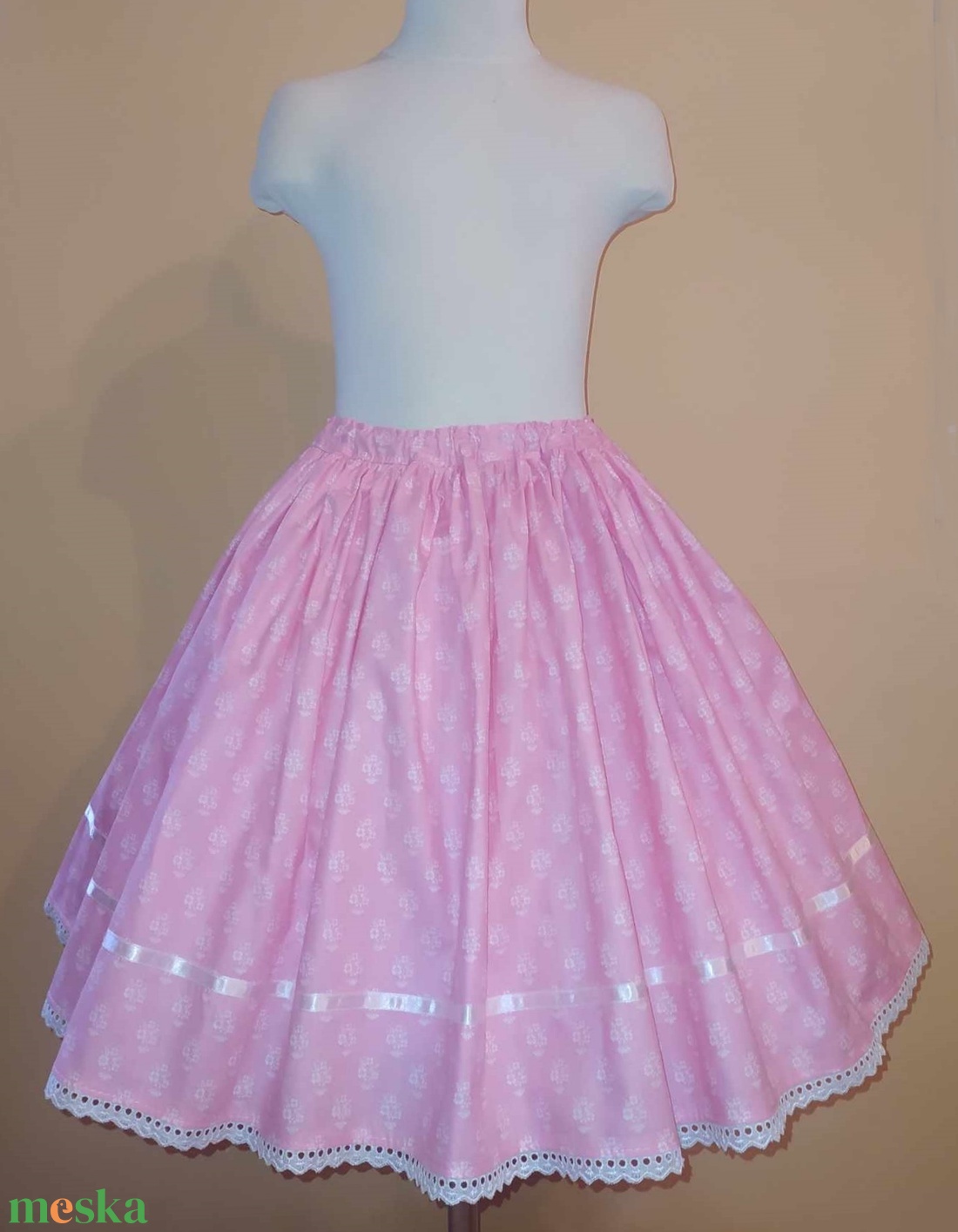 Gyermek néptánc szoknya 50 cm piros, rózsaszín - ruha & divat - gyerekruha - szoknya - Meska.hu