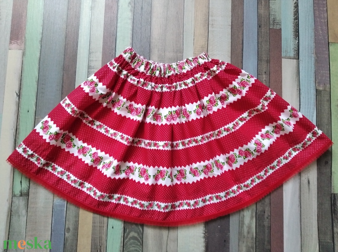 Kisgyermek néptánc szoknya 30 cm piros - ruha & divat - gyerekruha - szoknya - Meska.hu