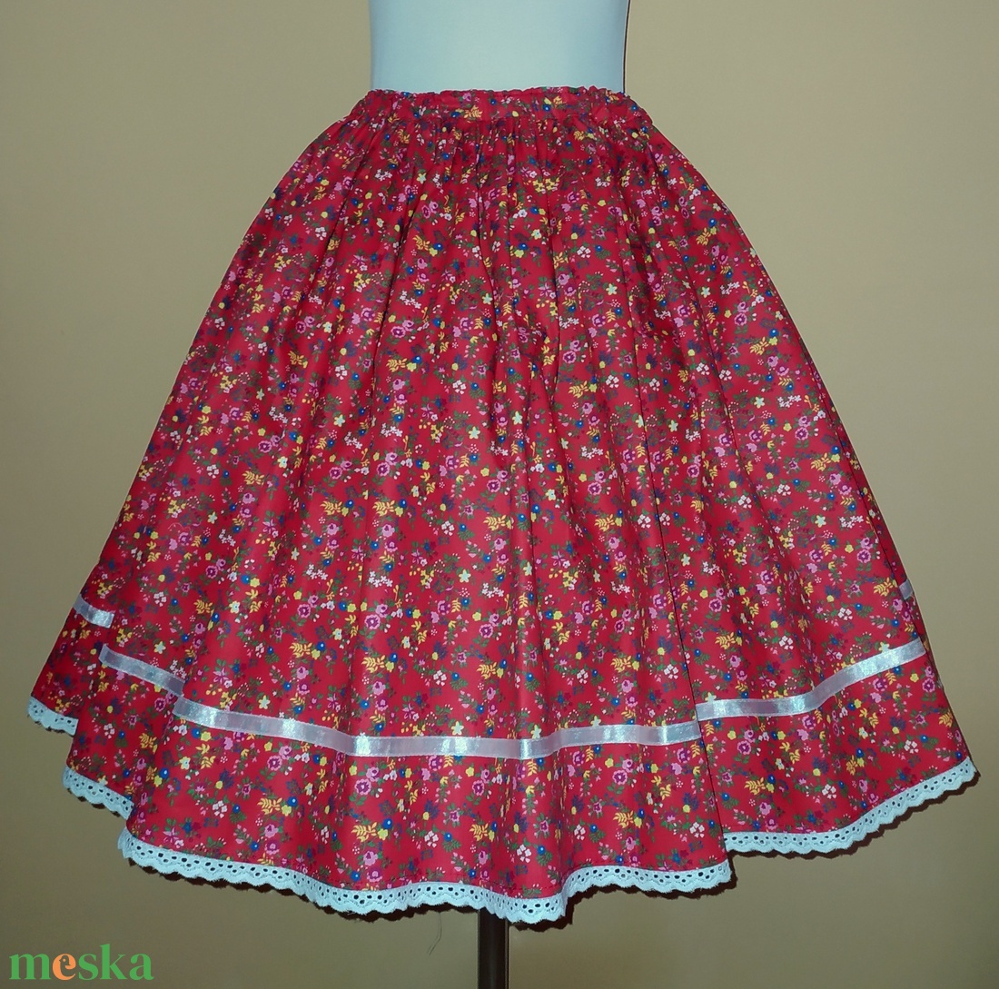 Gyermek néptánc szoknya 45 cm rózsaszín, pink, piros, bordó - ruha & divat - gyerekruha - szoknya - Meska.hu