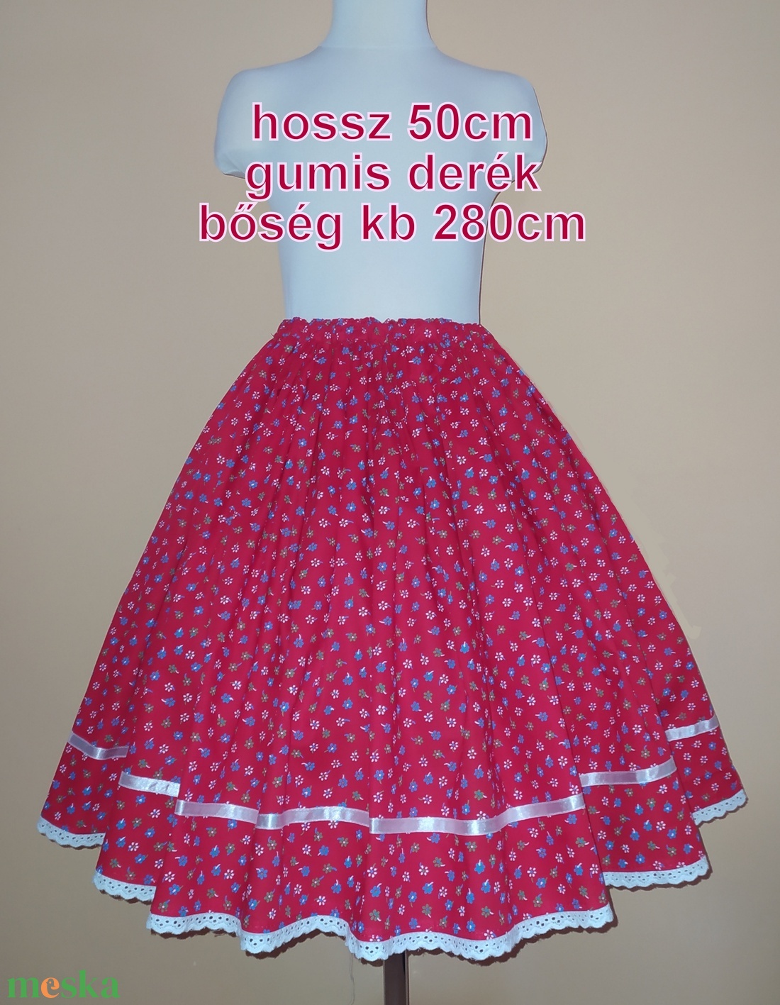 Gyermek néptánc szoknya 50 cm piros, narancs - ruha & divat - gyerekruha - szoknya - Meska.hu