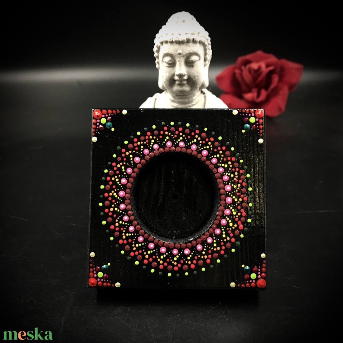 Pontozott mandala mécsestartó meditációhoz, spirituális elmélyüléshez - otthon & életmód - dekoráció - spiritualitás - mandala - Meska.hu