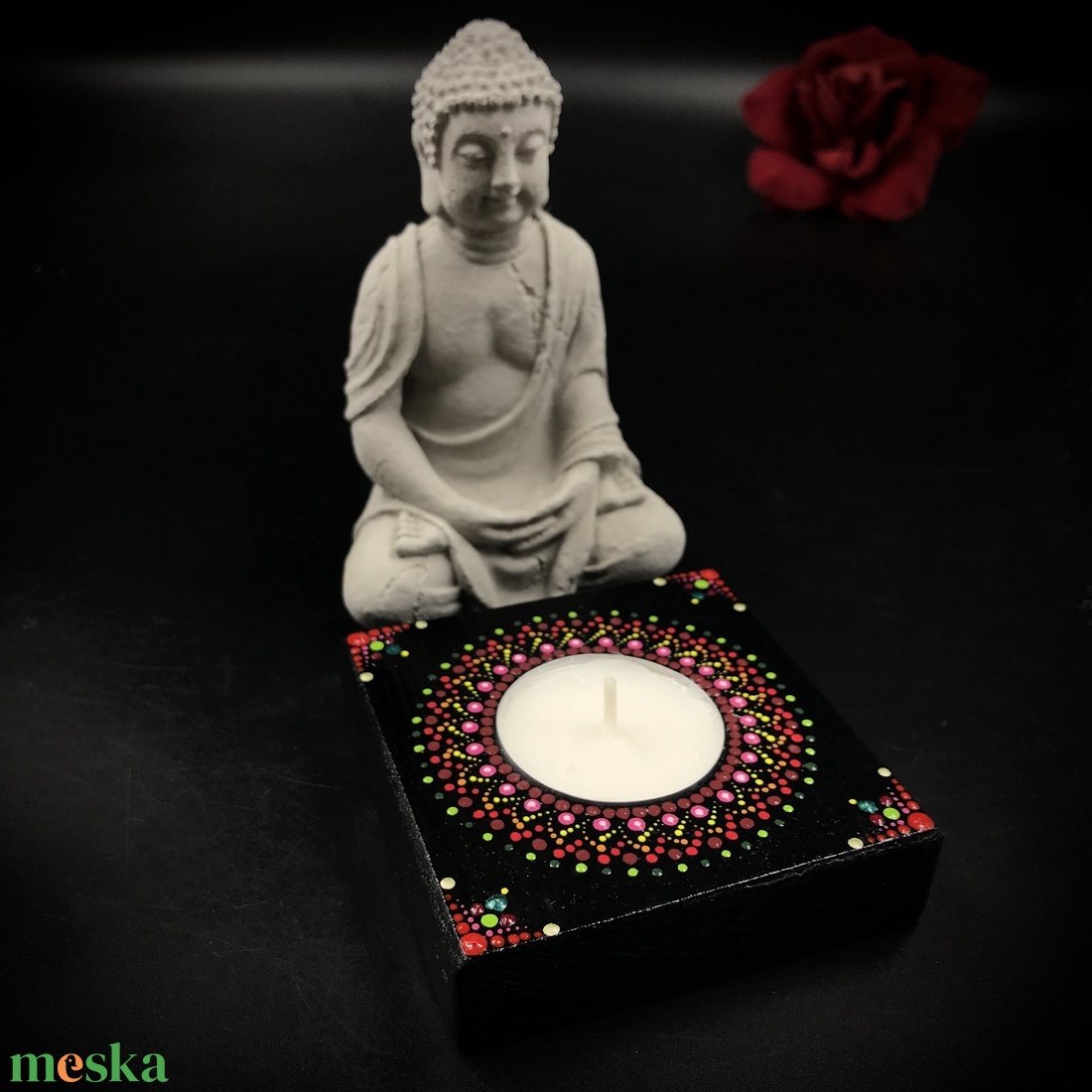 Pontozott mandala mécsestartó meditációhoz, spirituális elmélyüléshez - otthon & életmód - dekoráció - spiritualitás - mandala - Meska.hu
