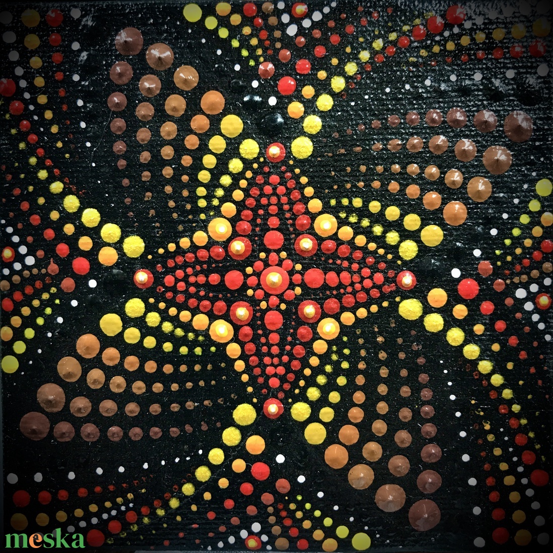 Az Élet körforgása: varázslatos pontozott spirituális mandala festmény vászonra - otthon & életmód - dekoráció - spiritualitás - mandala - Meska.hu