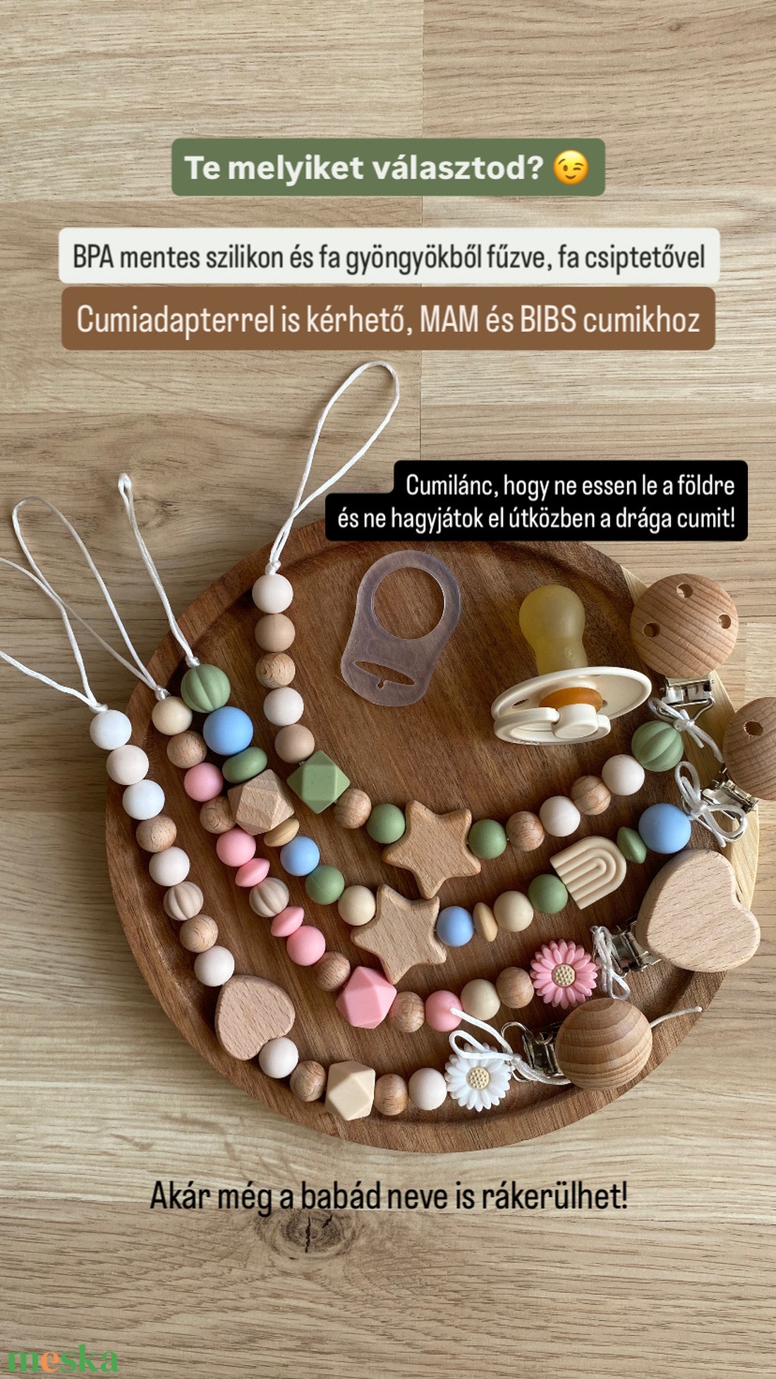 Cumiláncok rendelésre  - baba - mama - baba játékok - cumilánc - Meska.hu