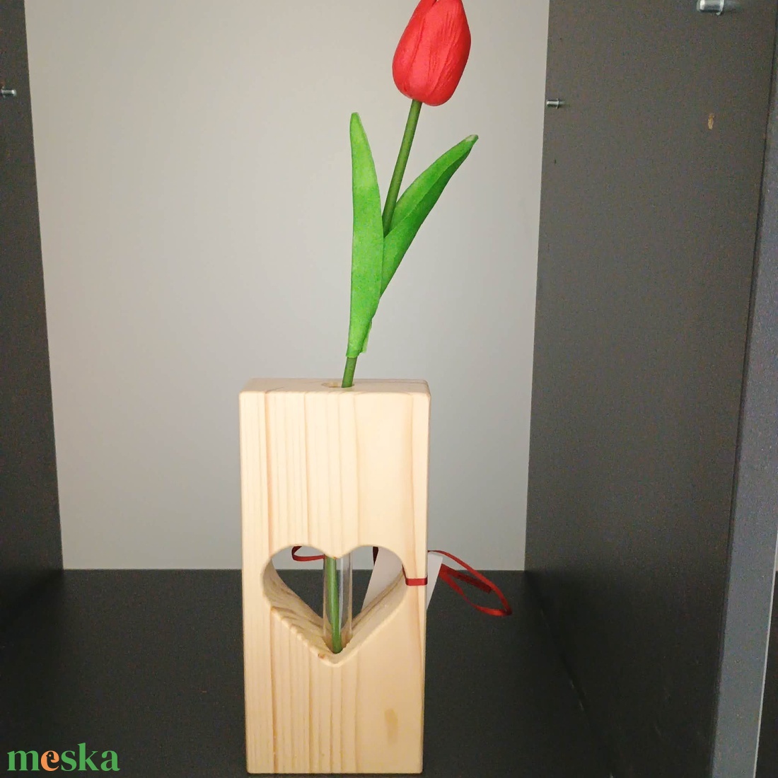  fa váza dekor tulipánnal � Kész ajándék minden alkalomra - otthon & életmód - virágdekoráció - virágtartó - váza - Meska.hu