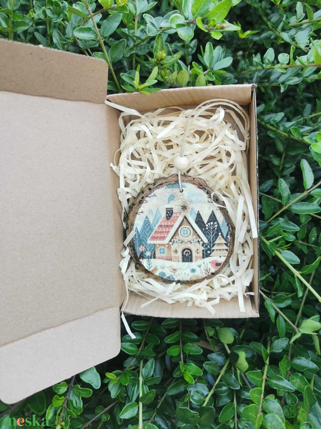 Fa karácsonyfadísz díszdobozban - karácsony - karácsonyi lakásdekoráció - karácsonyfadíszek - Meska.hu