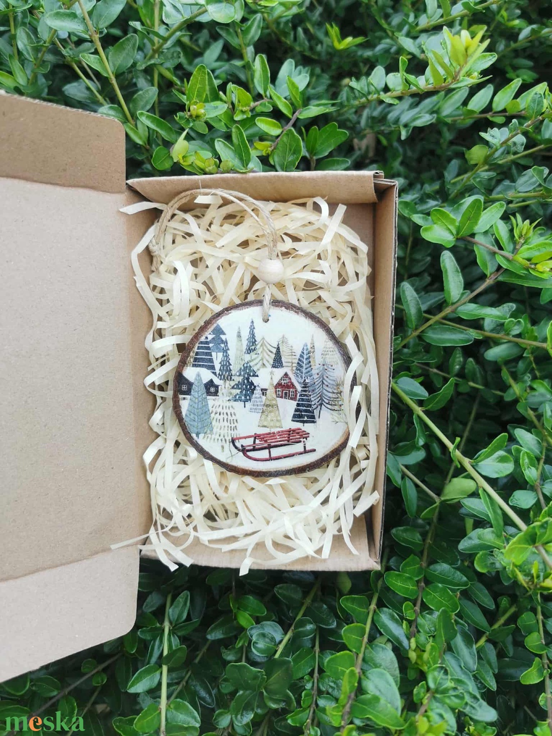 Fa karácsonyfadísz díszdobozban - karácsony - karácsonyi lakásdekoráció - karácsonyfadíszek - Meska.hu