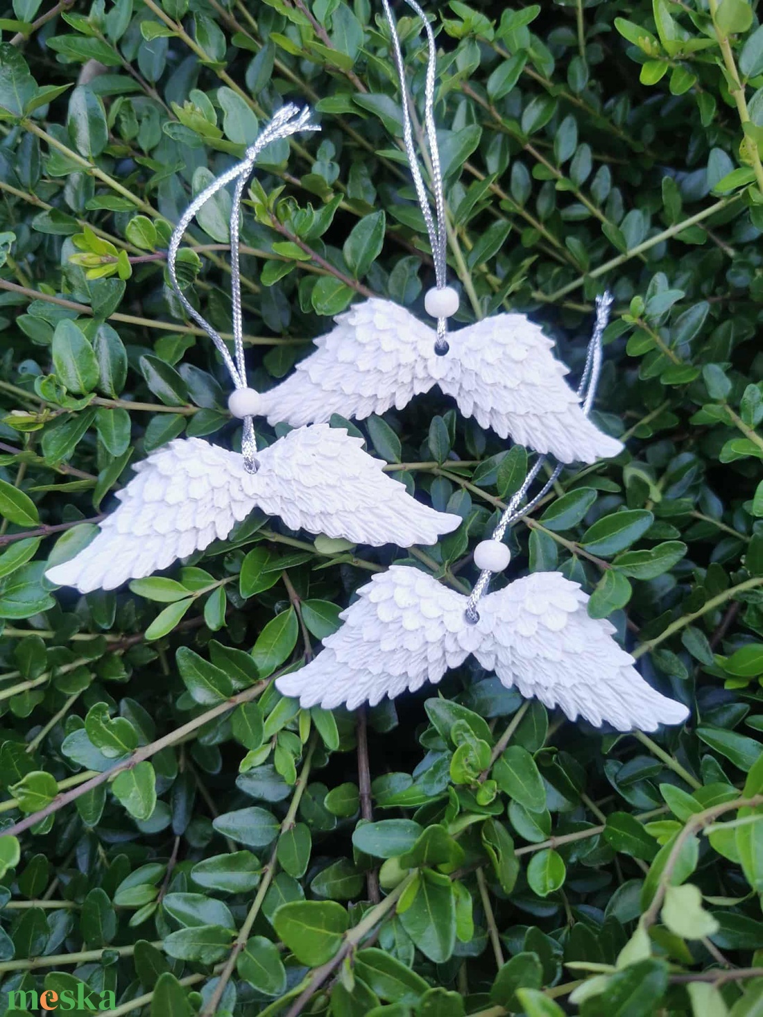 Karácsonyfadísz, angyalszárny gipszből - karácsony - karácsonyi lakásdekoráció - karácsonyfadíszek - Meska.hu