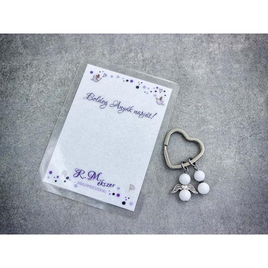 Boldog Anyák napját kulcstartó tejkvarccal - táska & tok - kulcstartó & táskadísz - kulcstartó - Meska.hu