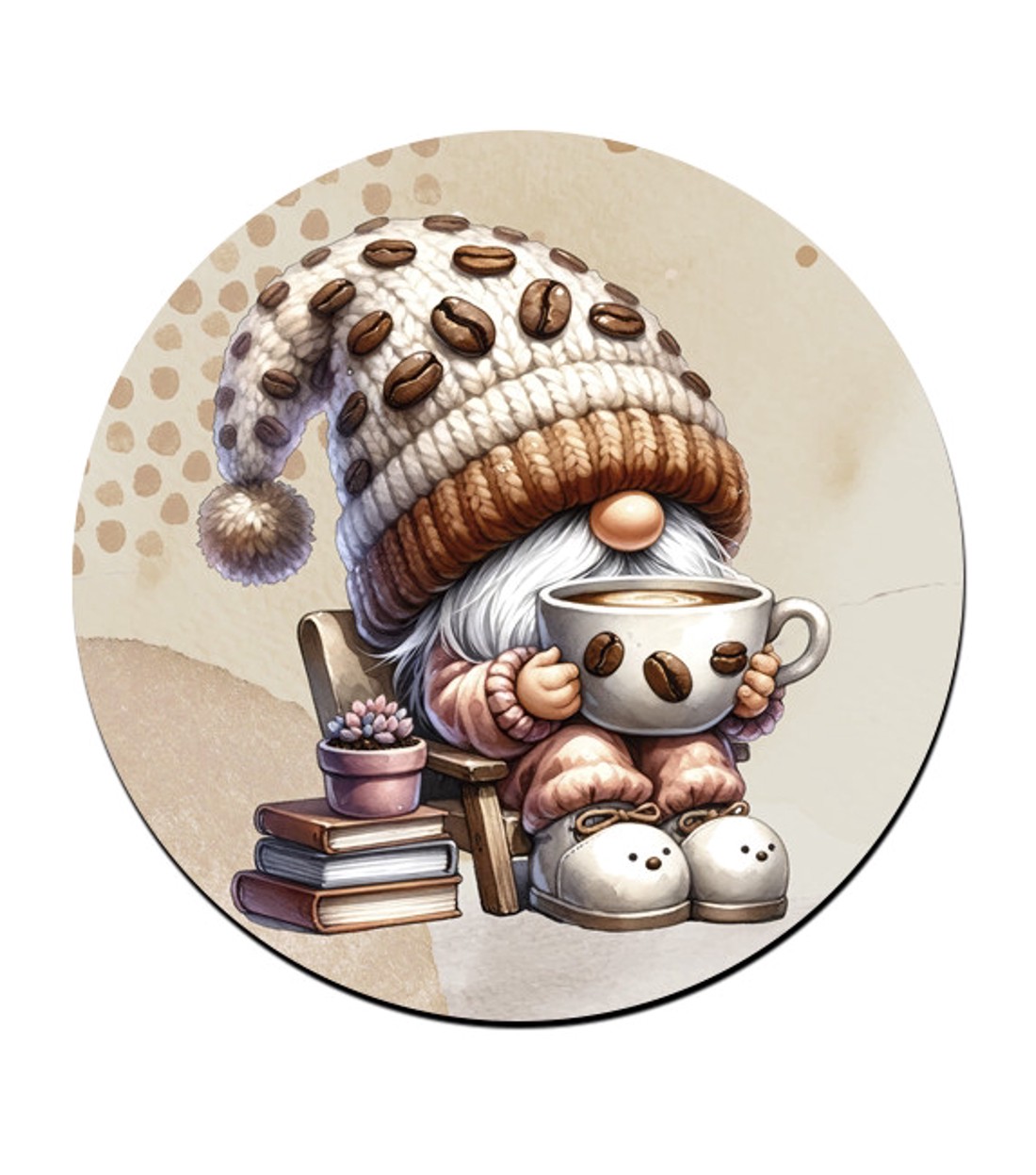 Cuki kávés manó könyvvel mintás bögre alátét -  - Meska.hu