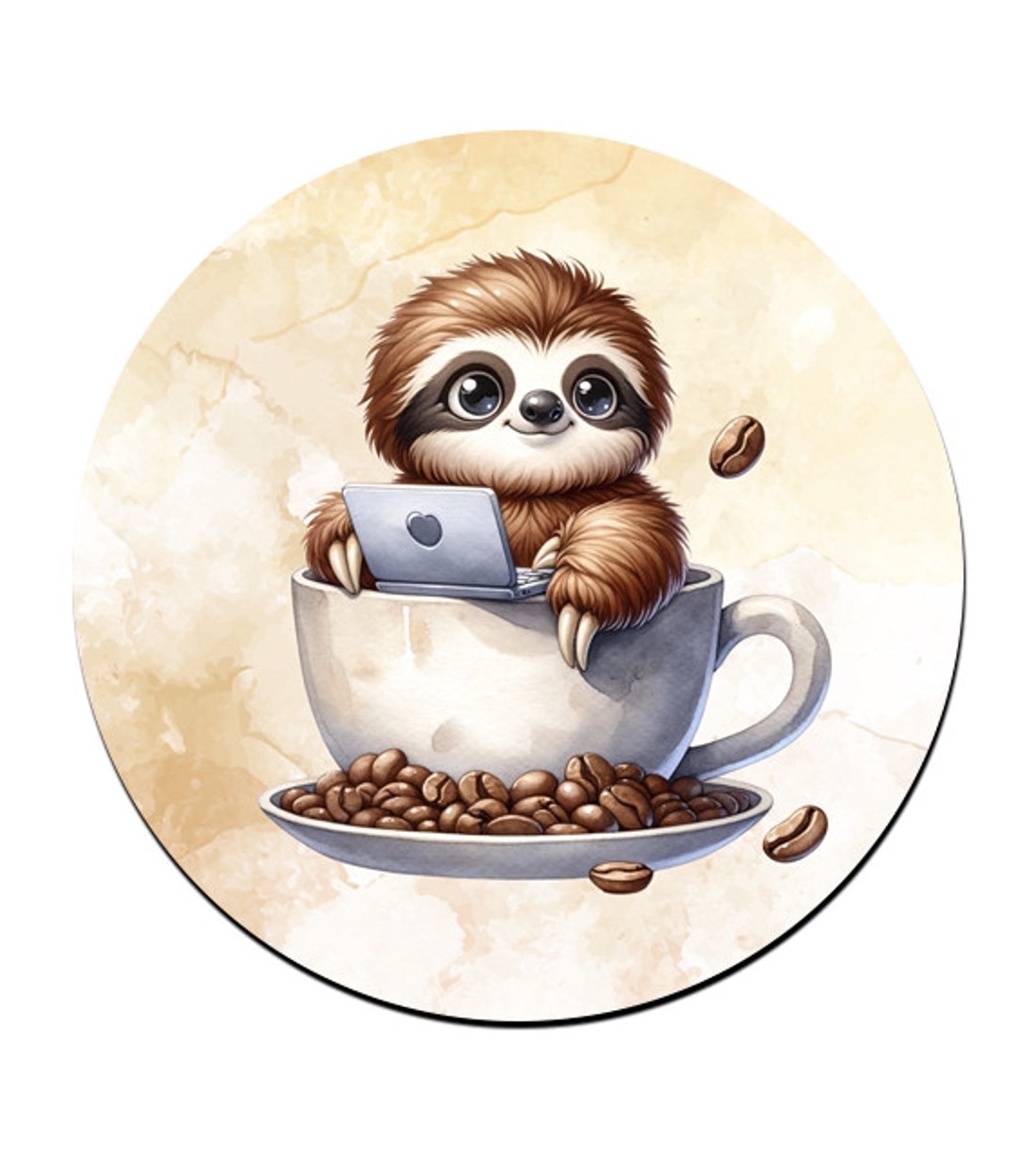 Kávés lajhár és a laptop bögre alátét -  - Meska.hu