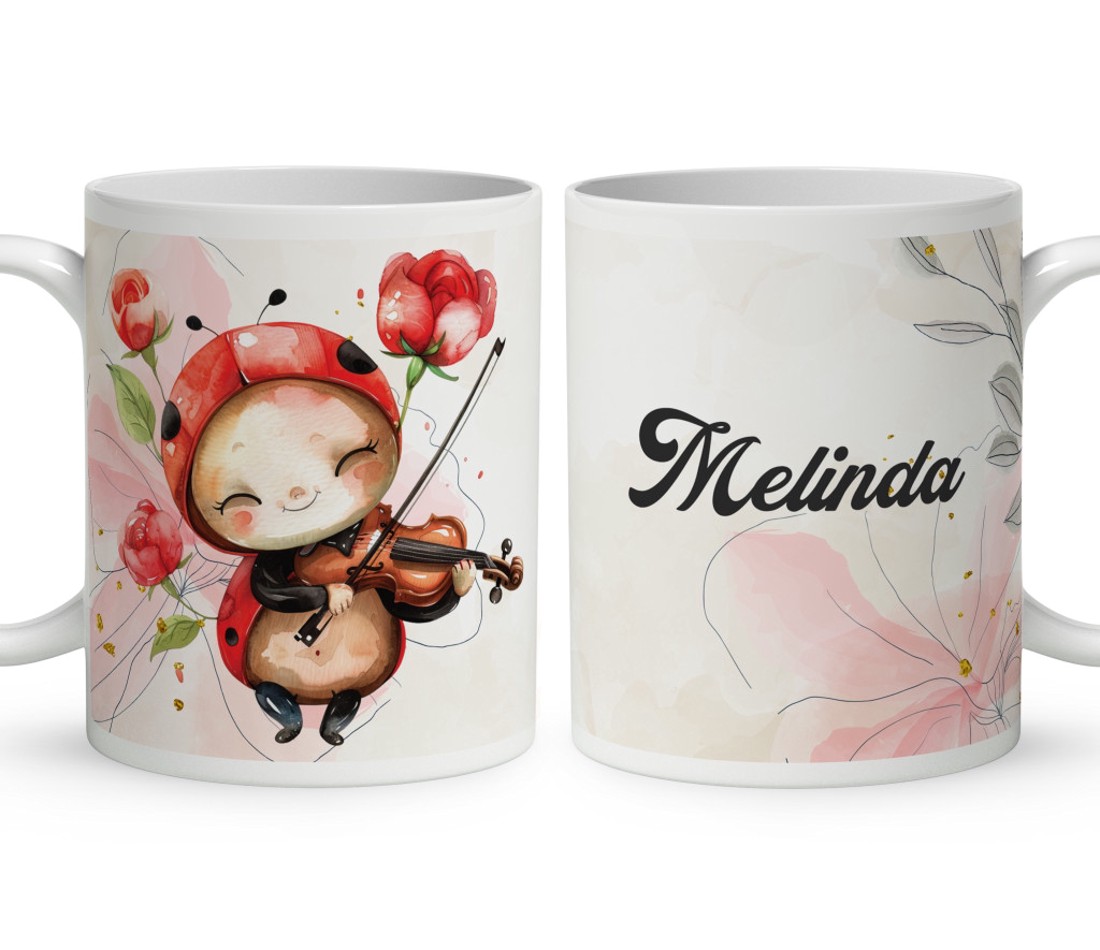 Névvel kérhető - Cuki hegedűs katica mintás bögre - otthon & életmód - konyhafelszerelés, tálalás - tálalás - bögre & csésze - Meska.hu