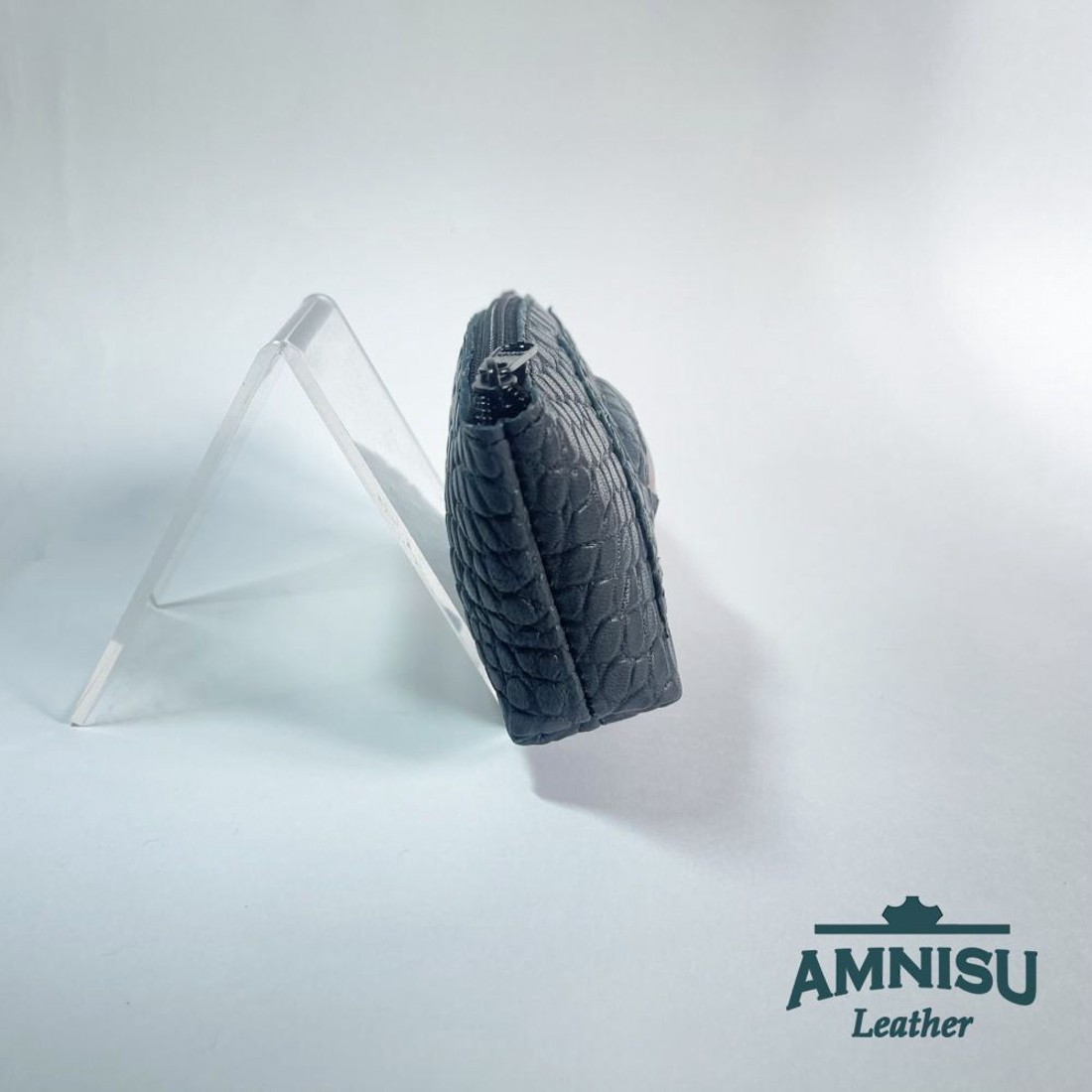 Sötétzöld krokkómintás egy cipzáras kulcstartó sárkány szemmel F7006 - táska & tok - kulcstartó & táskadísz - kulcstartó - Meska.hu