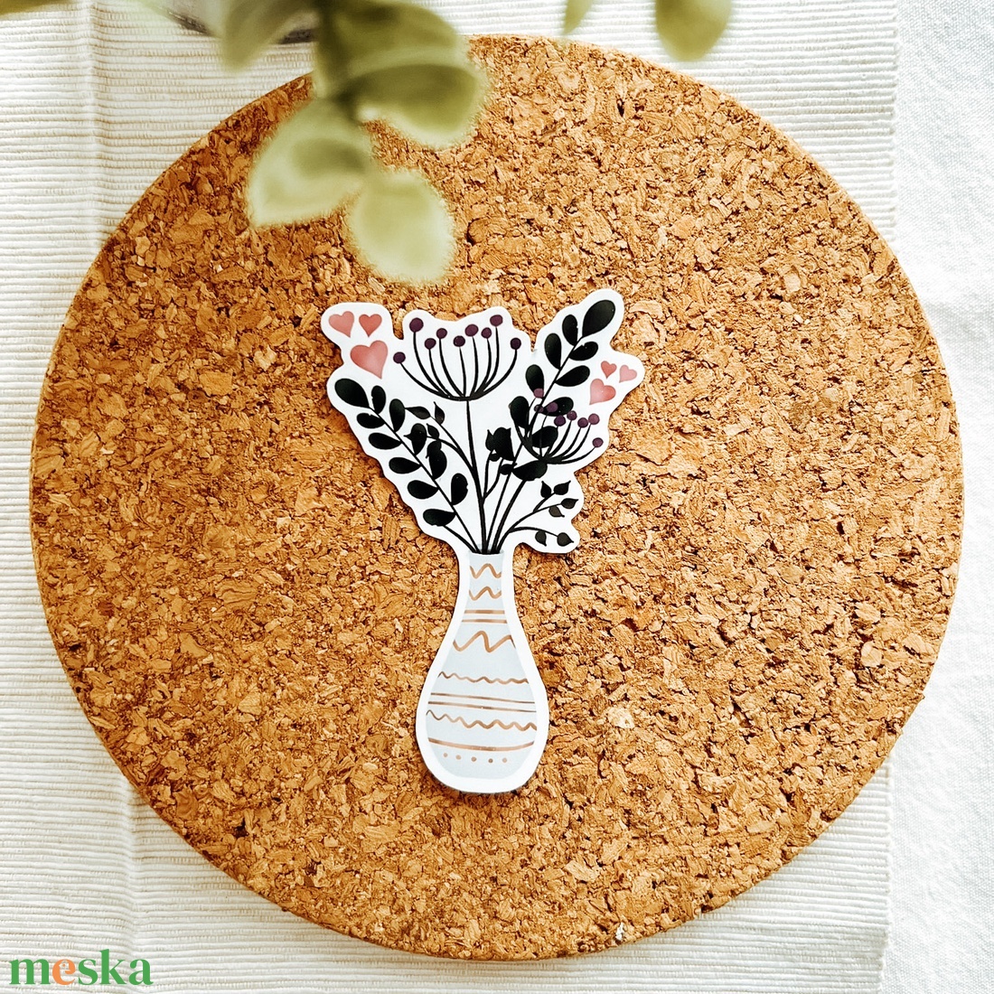 Virág váza, kézzel készült matrica, tavaszi matrica, ajándék matrica, vízálló matrica - otthon & életmód - papír, írószer - matrica, matrica csomag - Meska.hu