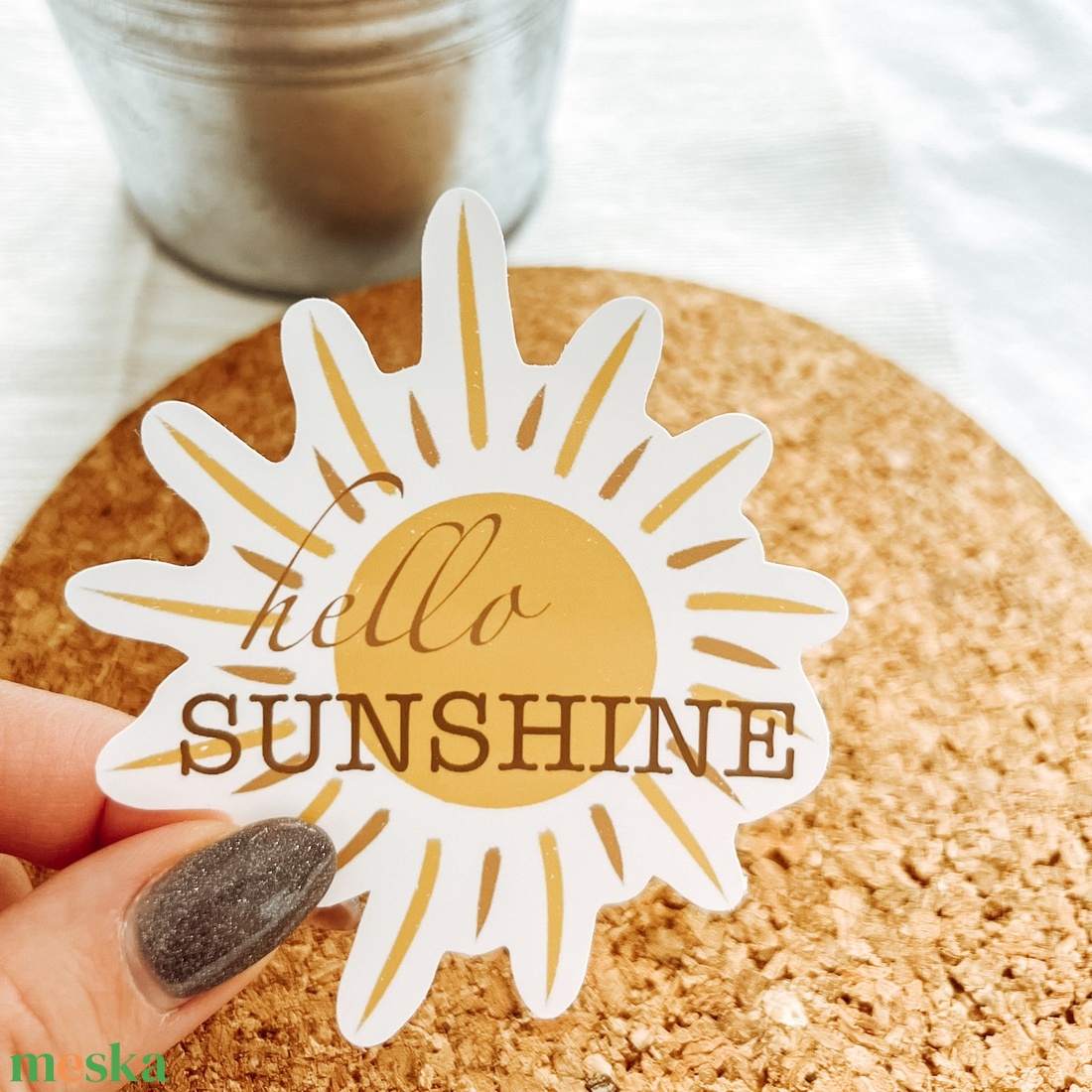 Hello napsütés, kézzel készült matrica, tavaszi matrica, ajándék matrica, vízálló matrica - otthon & életmód - papír, írószer - matrica, matrica csomag - Meska.hu