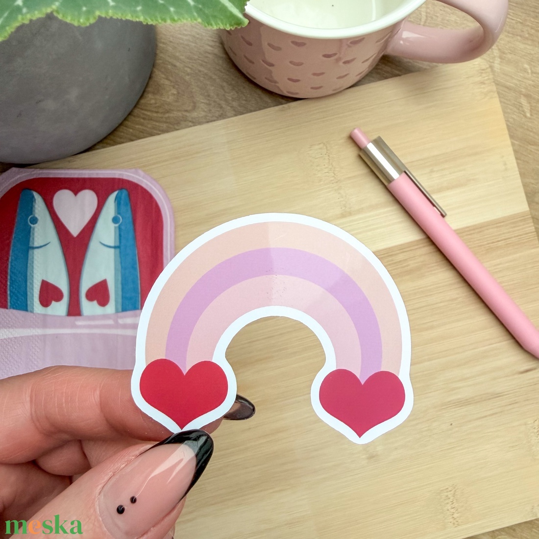 Valentin-napi szivárvány matrica - otthon & életmód - papír, írószer - matrica, matrica csomag - Meska.hu