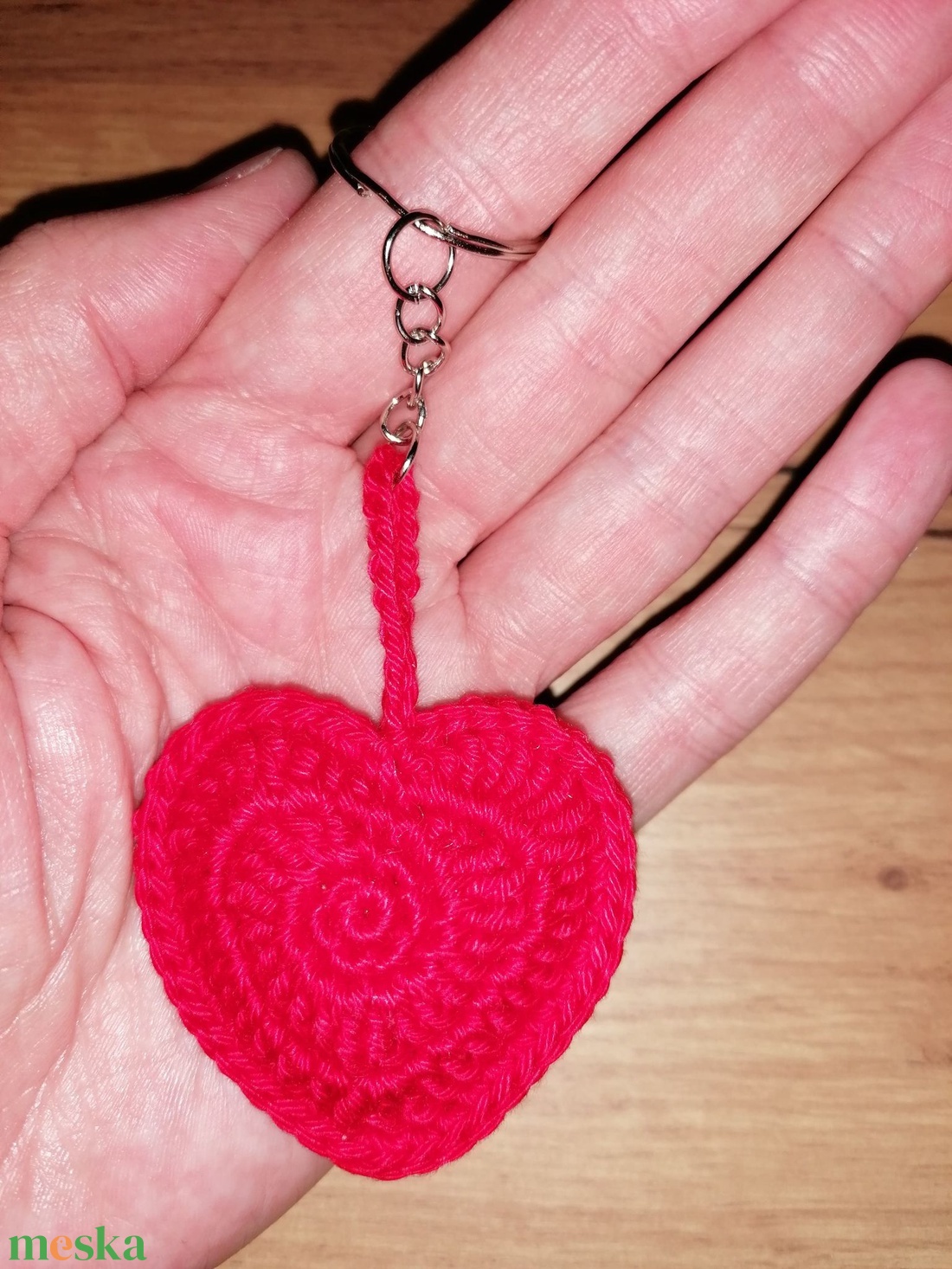 Horgolt szív kulcstartó. - táska & tok - kulcstartó & táskadísz - kulcstartó - Meska.hu