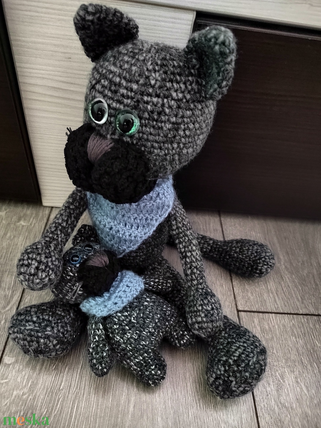 Horgolt cica kölykével.  - játék & sport - plüssállat & játékfigura - cica - Meska.hu