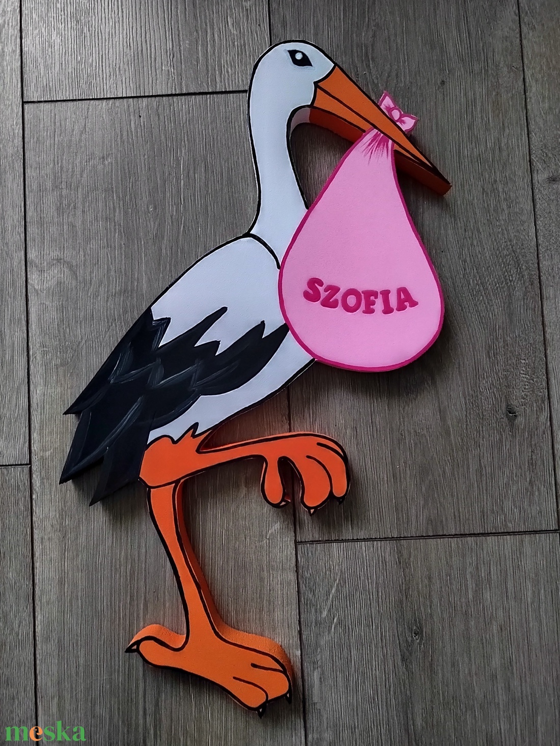 Gólya csomaggal, babaköszöntő.  - baba - mama - babaszoba dekoráció - gyerekszoba falmatrica - Meska.hu