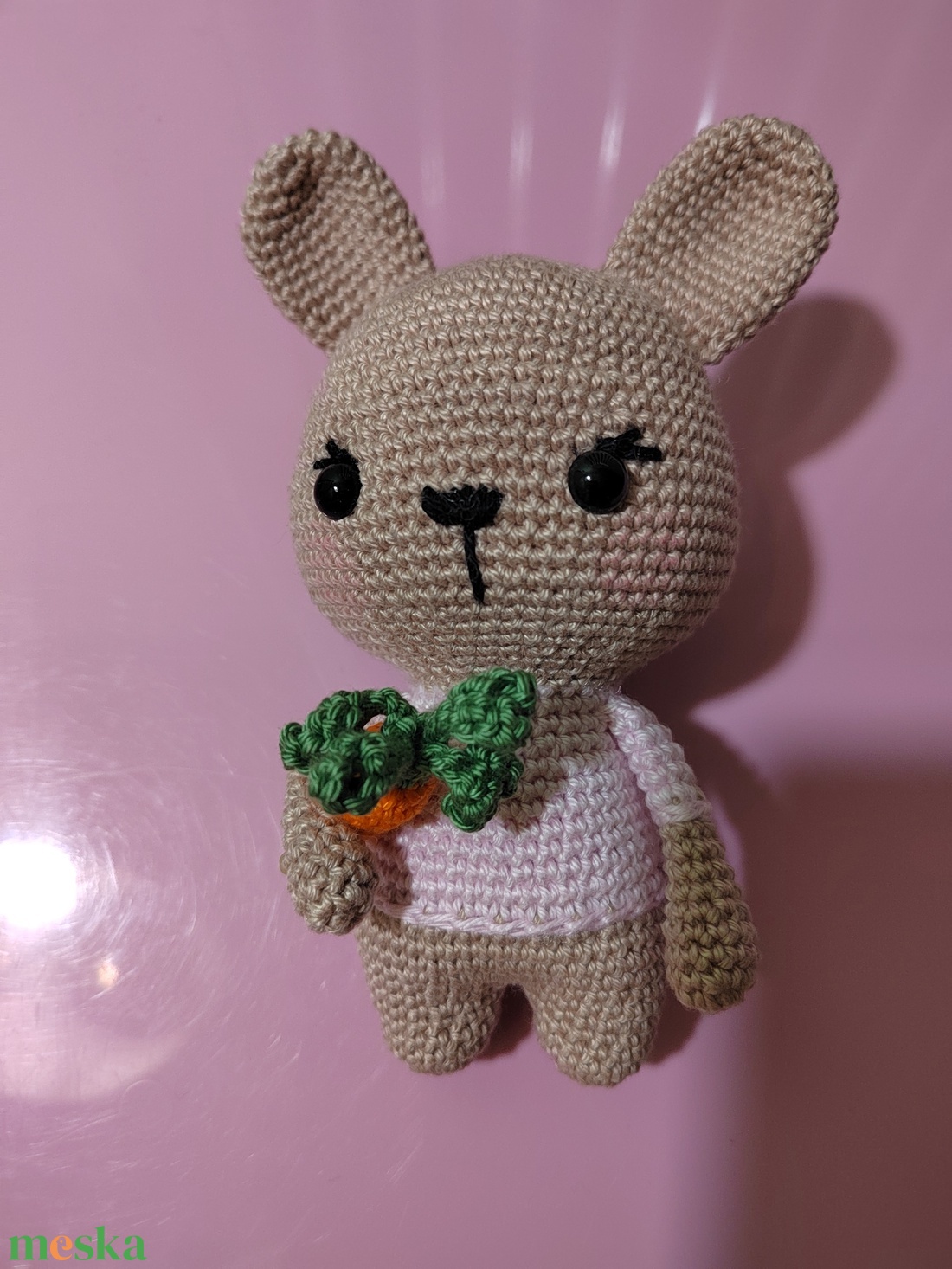 Horgolt nyuszi+répa.  - játék & sport - plüssállat & játékfigura - nyuszi - Meska.hu