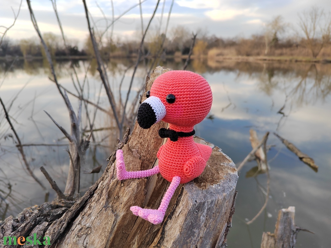 Horgolt flamingó - játék & sport - plüssállat & játékfigura - madár - Meska.hu