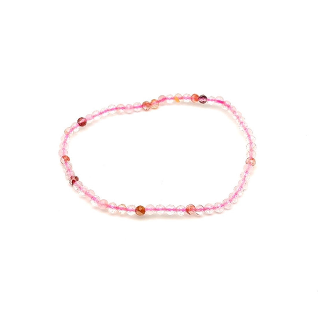 Fazettált eperkvarc golyós ásvány karkötő 3�4mm - ékszer - karkötő - ásványkarkötő - Meska.hu