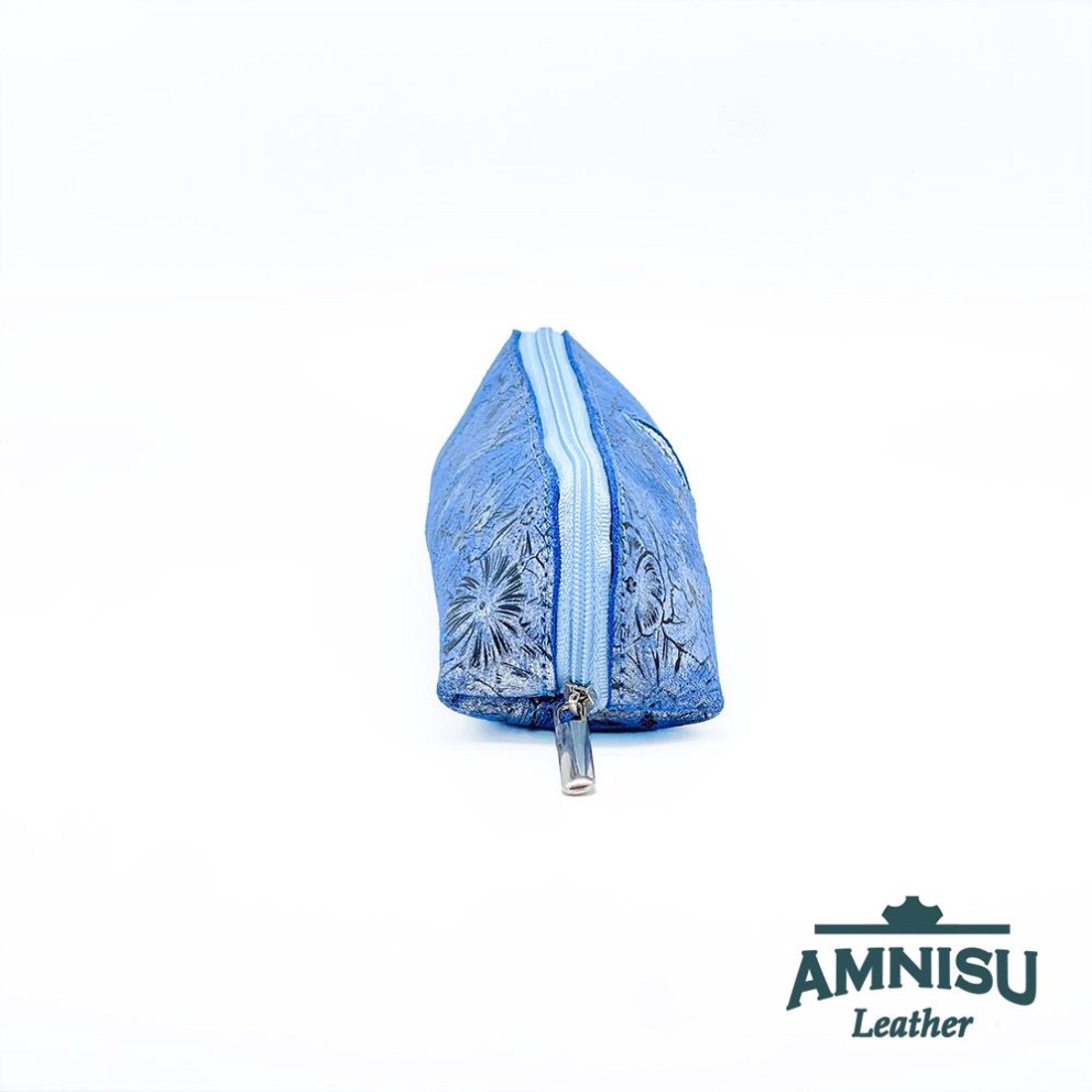 Kék virág mintás rombusz swarovski köves bőr neszeszer / tolltartó K6017 - táska & tok - neszesszer - Meska.hu