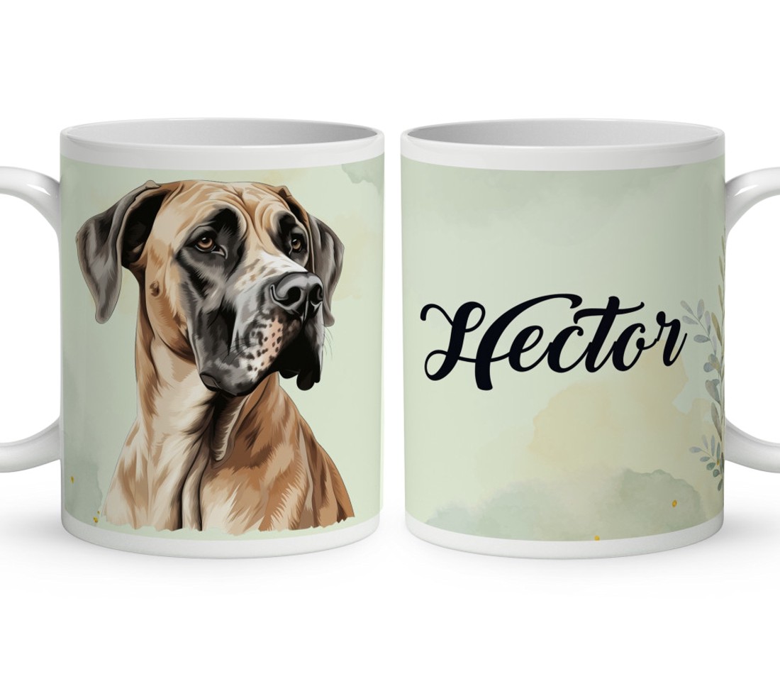 Névvel kérhető - Barna (dán) német dog portré mintás bögre - otthon & életmód - konyhafelszerelés, tálalás - tálalás - bögre & csésze - Meska.hu