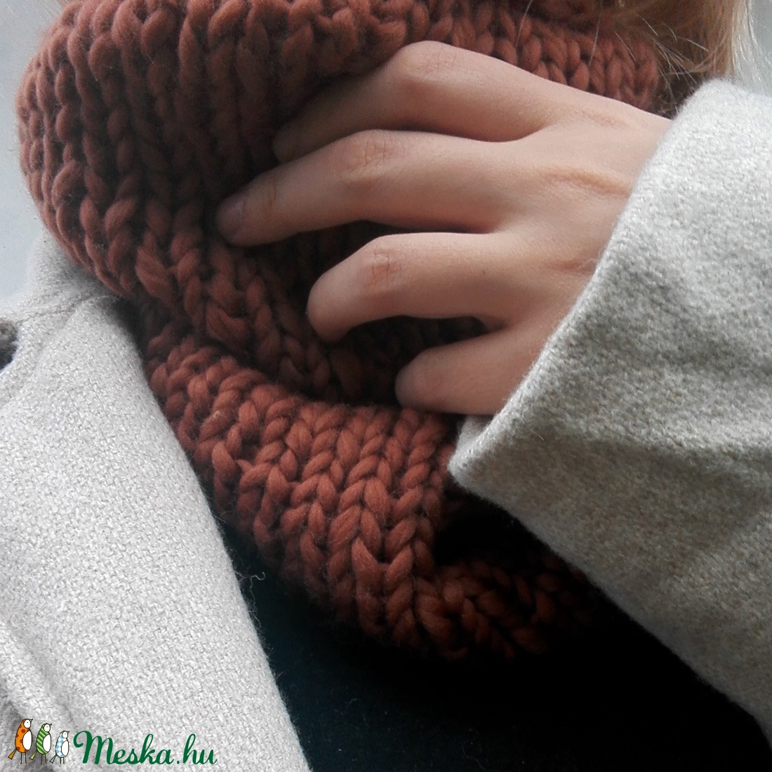 Kézzel kötött rozsda csősál  - ruha & divat - sál, sapka, kendő - sál - Meska.hu