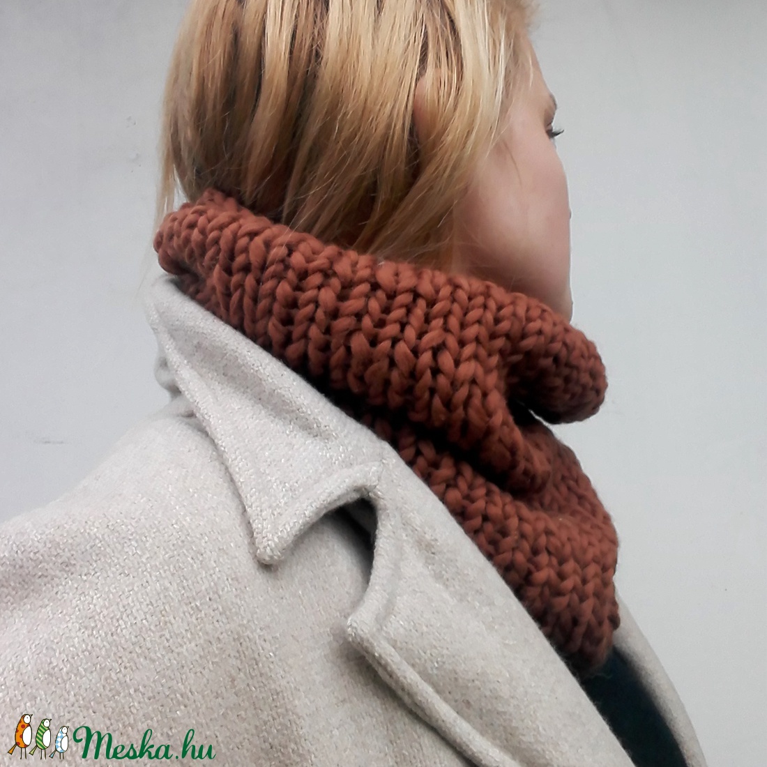 Kézzel kötött rozsda csősál  - ruha & divat - sál, sapka, kendő - sál - Meska.hu