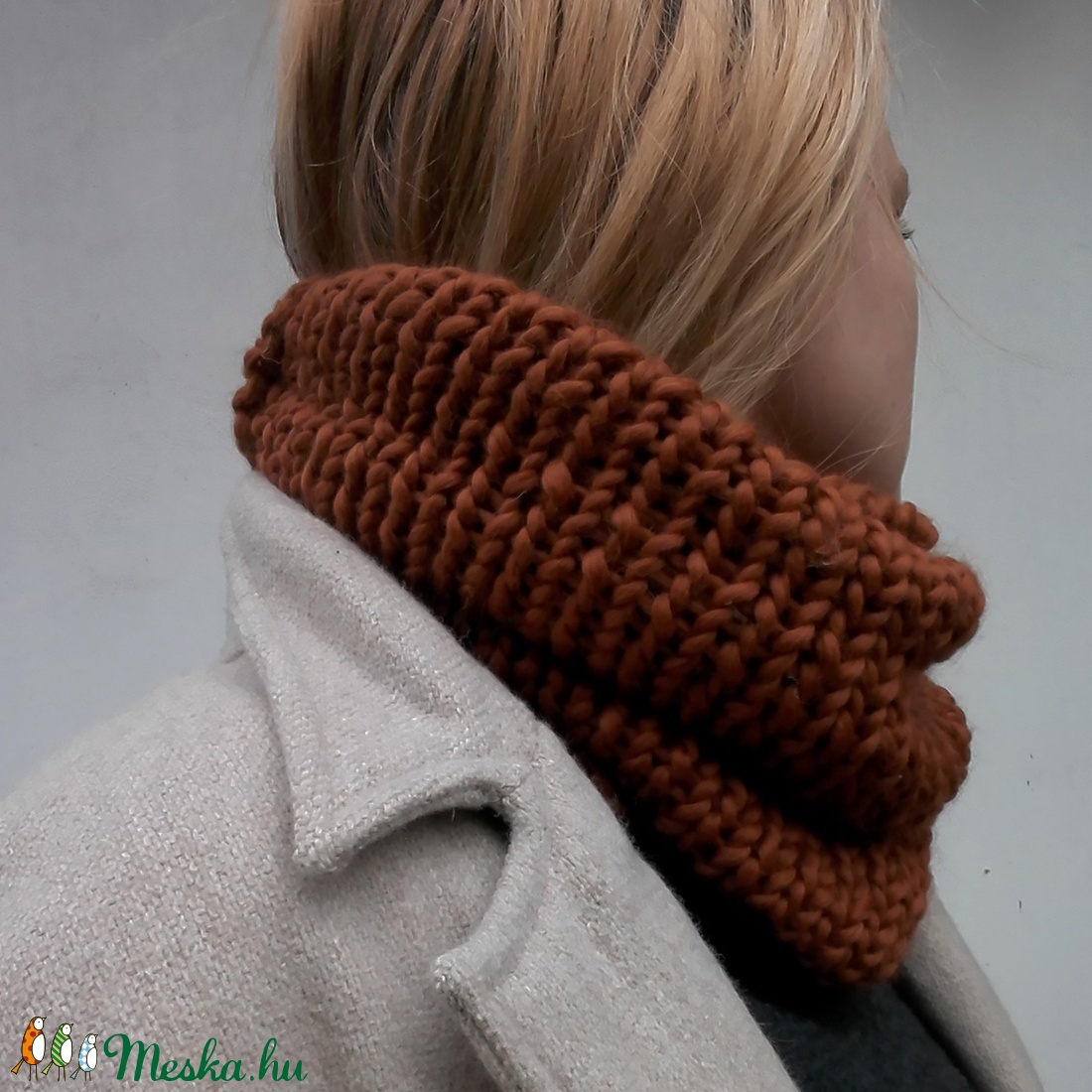 Kézzel kötött rozsda csősál II. - ruha & divat - sál, sapka, kendő - sál - Meska.hu