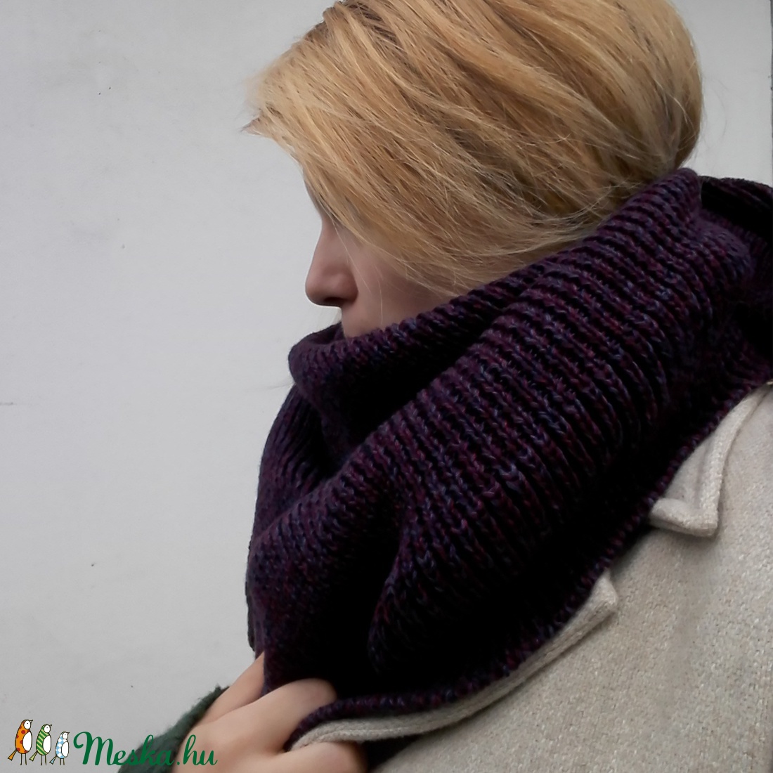 Puha lila kötött kendő - ruha & divat - sál, sapka, kendő - vállkendő - Meska.hu