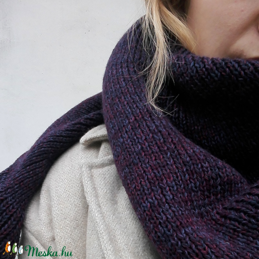 Puha lila kötött kendő - ruha & divat - sál, sapka, kendő - vállkendő - Meska.hu