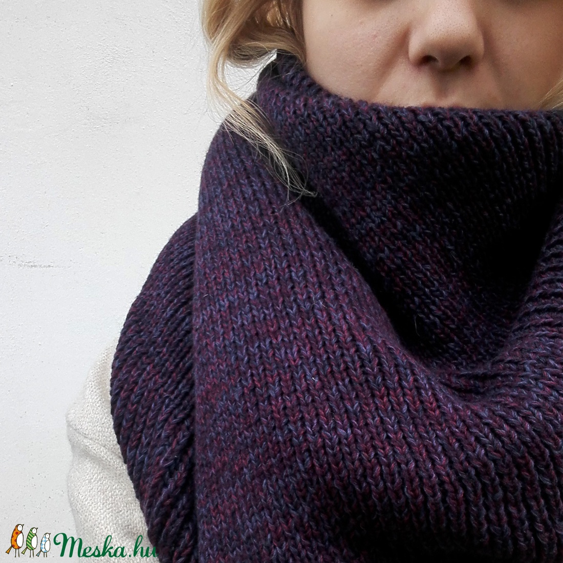 Puha lila kötött kendő - ruha & divat - sál, sapka, kendő - vállkendő - Meska.hu