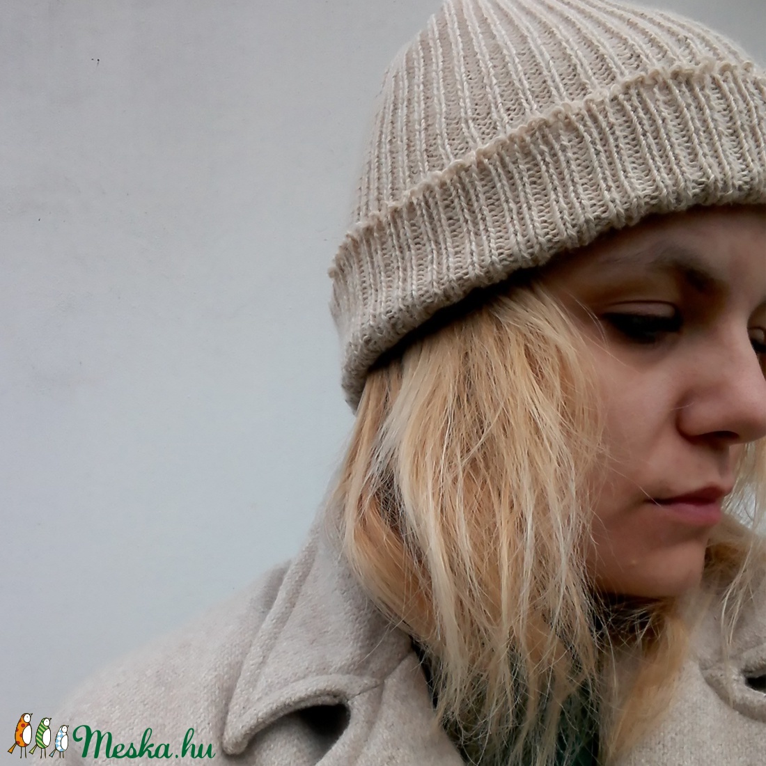 Vajszín kötött sapka - ruha & divat - sál, sapka, kendő - sapka - Meska.hu