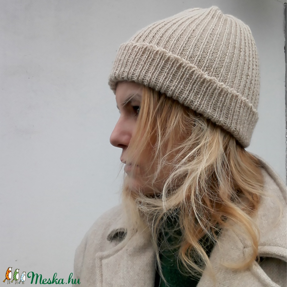 Vajszín kötött sapka - ruha & divat - sál, sapka, kendő - sapka - Meska.hu