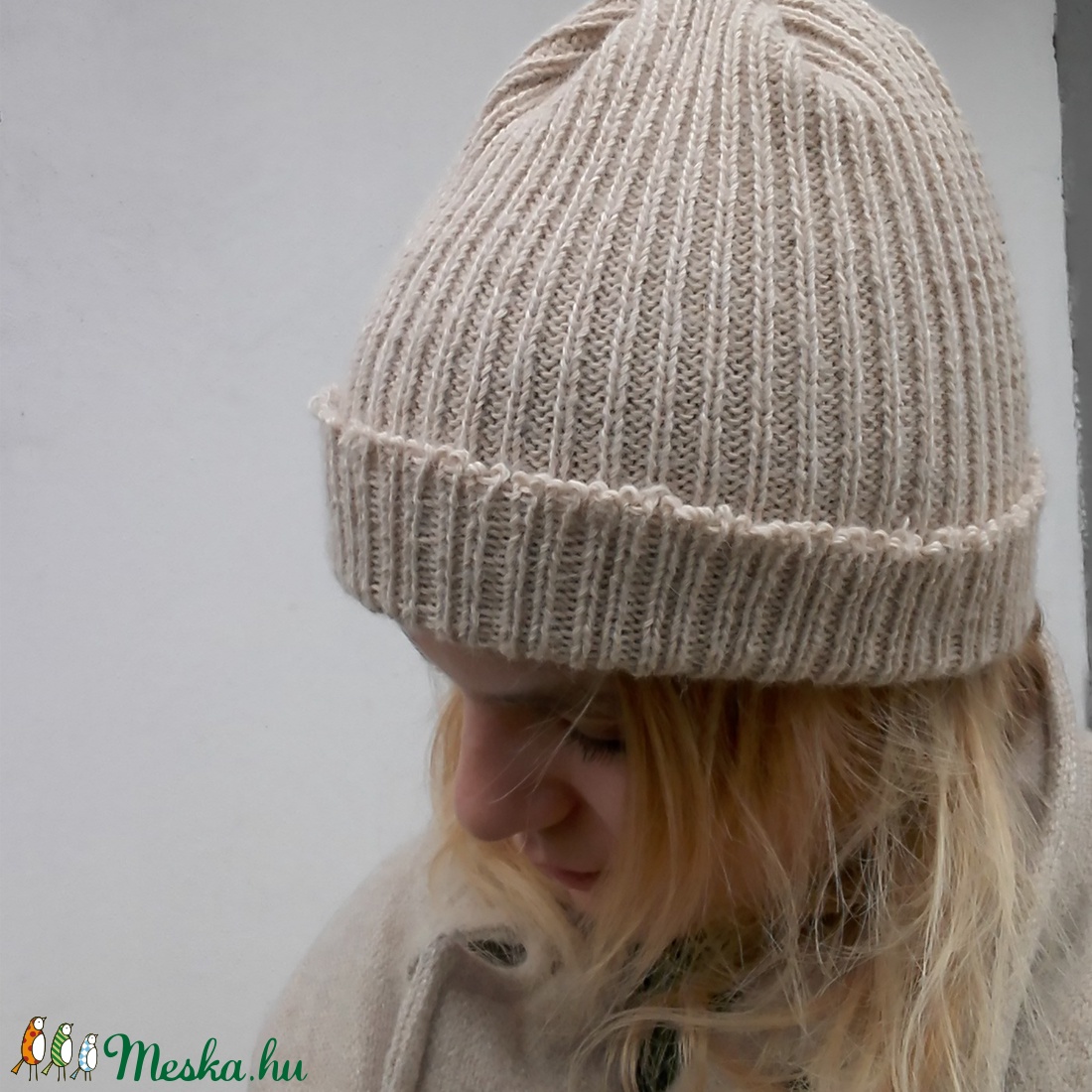 Vajszín kötött sapka - ruha & divat - sál, sapka, kendő - sapka - Meska.hu