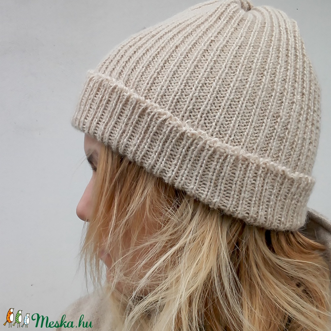 Vajszín kötött sapka - ruha & divat - sál, sapka, kendő - sapka - Meska.hu